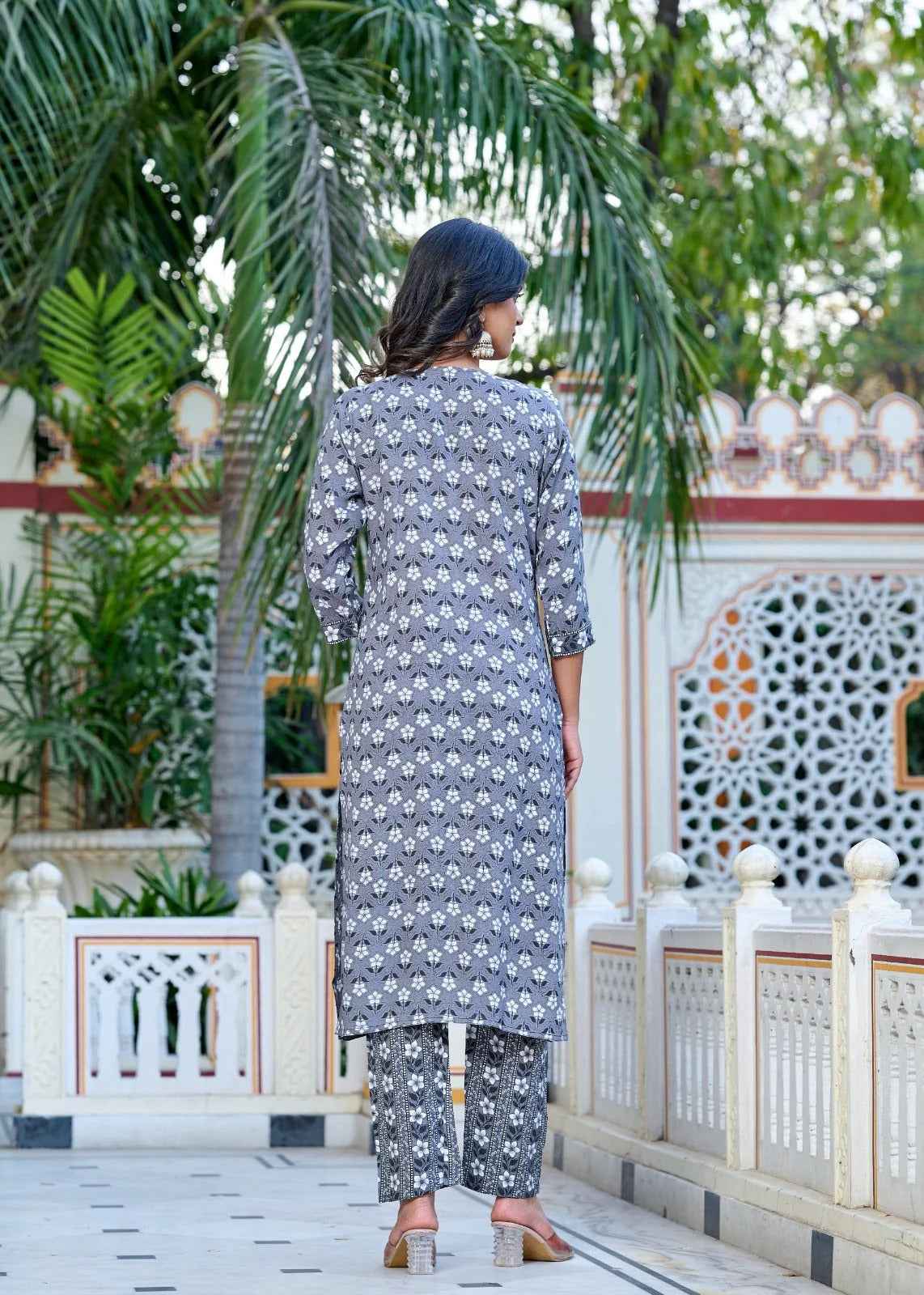 Gray Minimal Muse Rayon Straight Suit