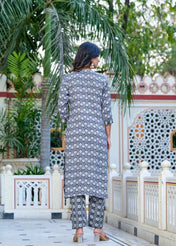 Gray Minimal Muse Rayon Straight Suit