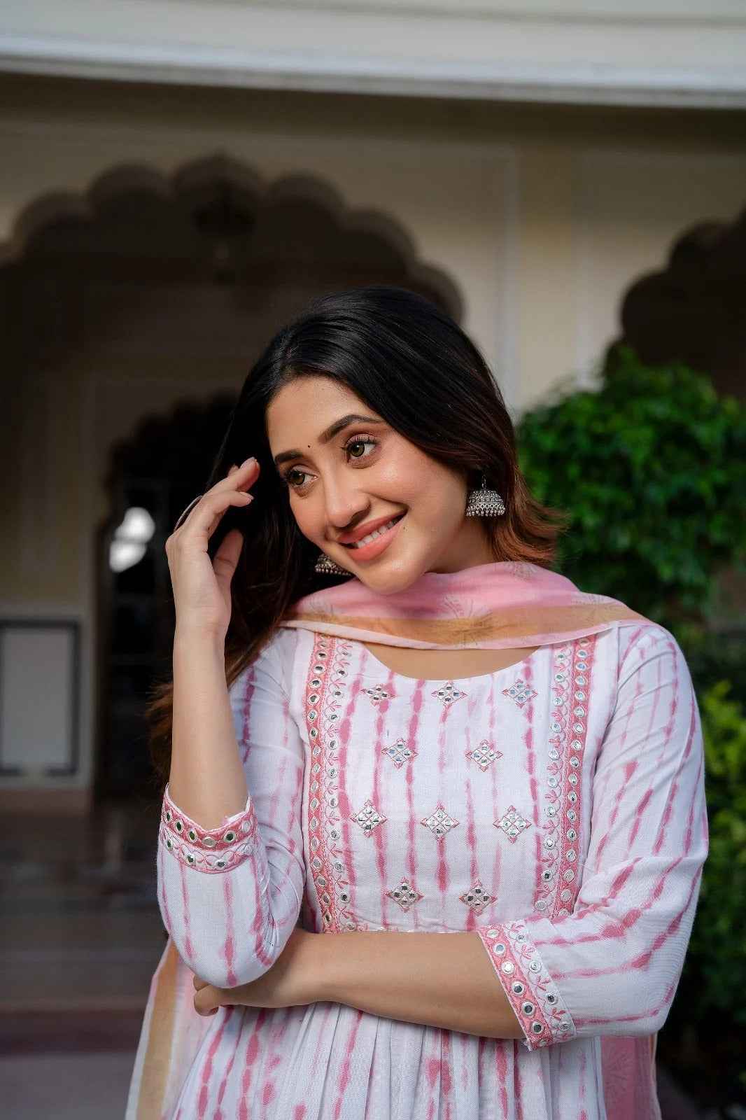 Blush Stripes Pure Viscose Suit Set