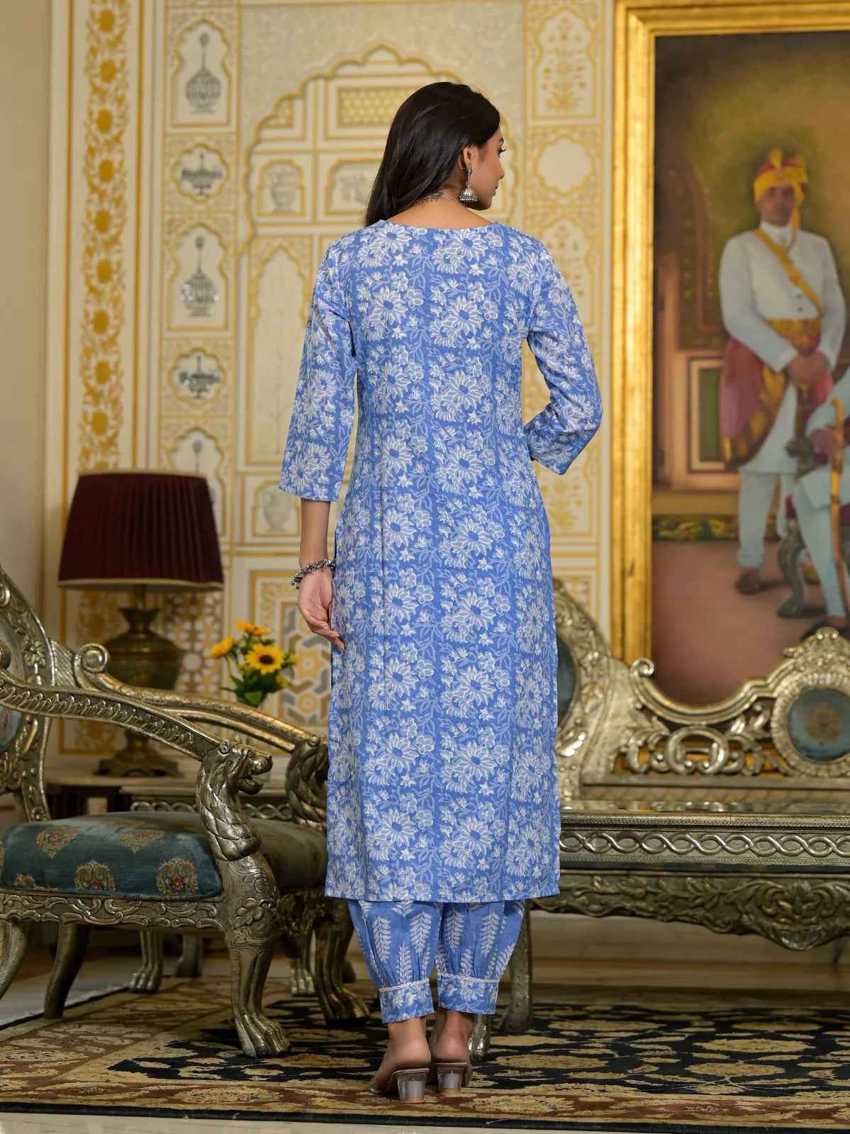 Skyline Indigo Pure Viscose Suit Set