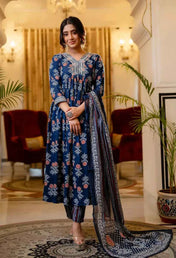 Azure Petal Pure Viscose Anarkali Suit