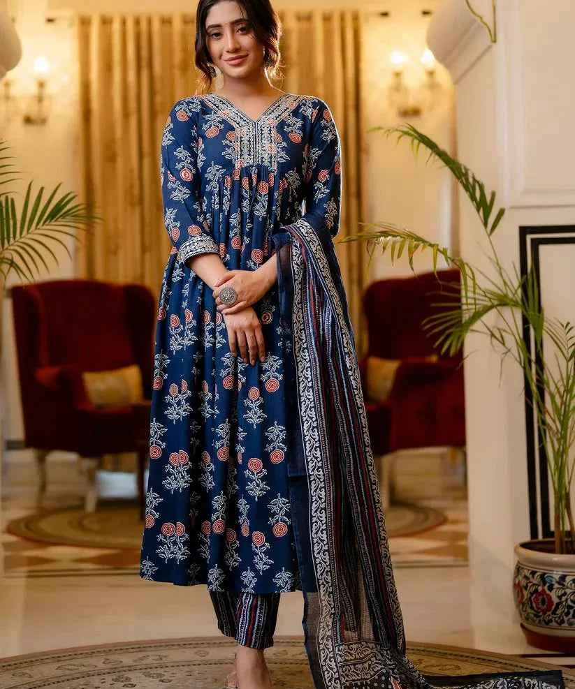 Azure Petal Pure Viscose Anarkali Suit