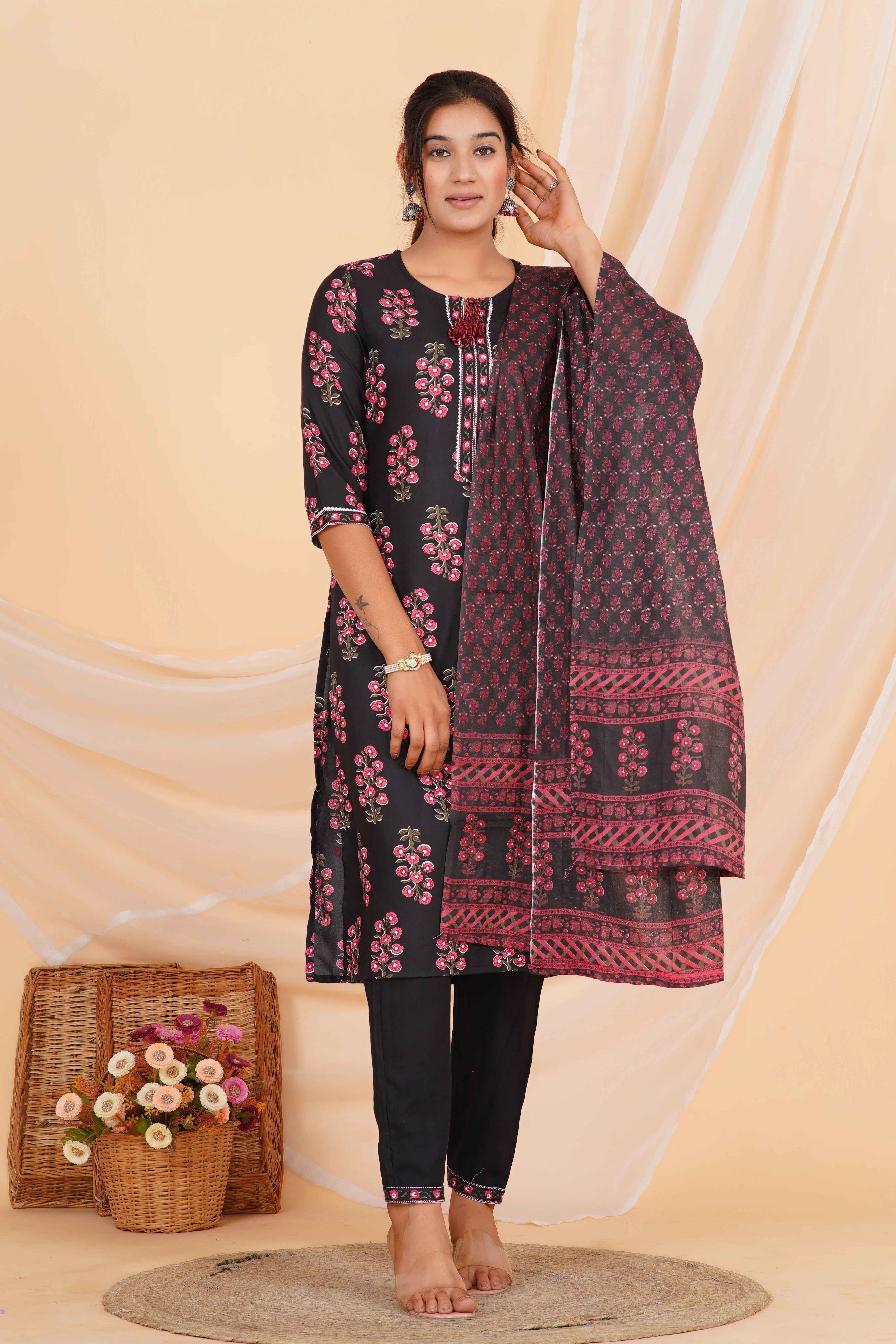 Blossom Noir Viscose Rayon Set