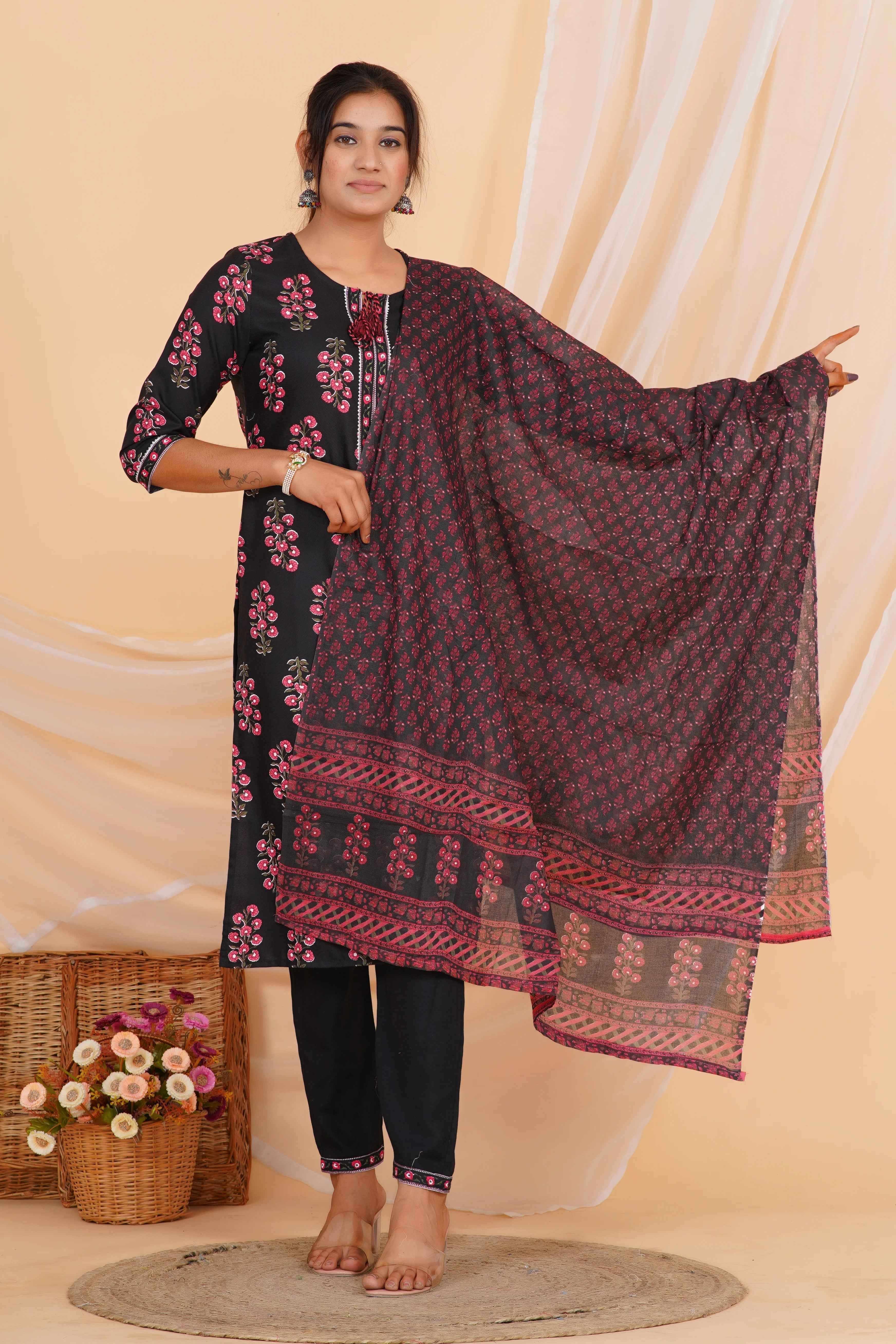 Blossom Noir Viscose Rayon Set