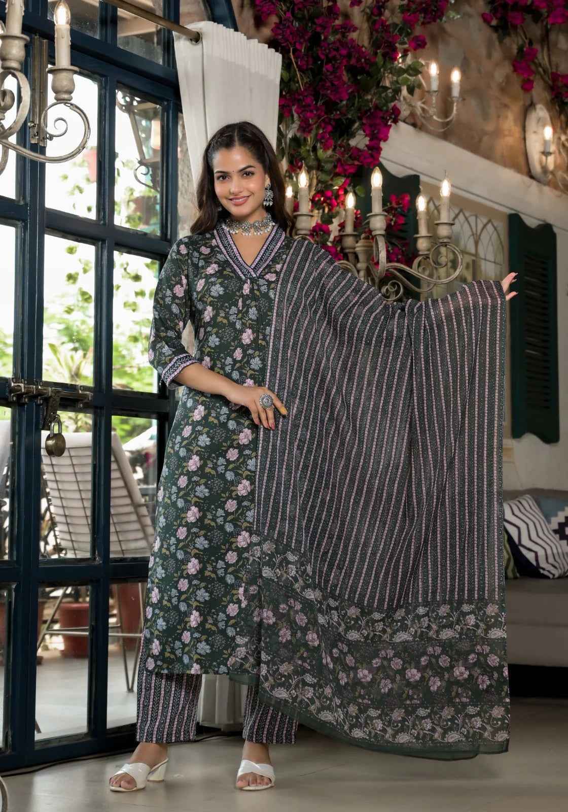Midnight Garden Pure Viscose Suit Set