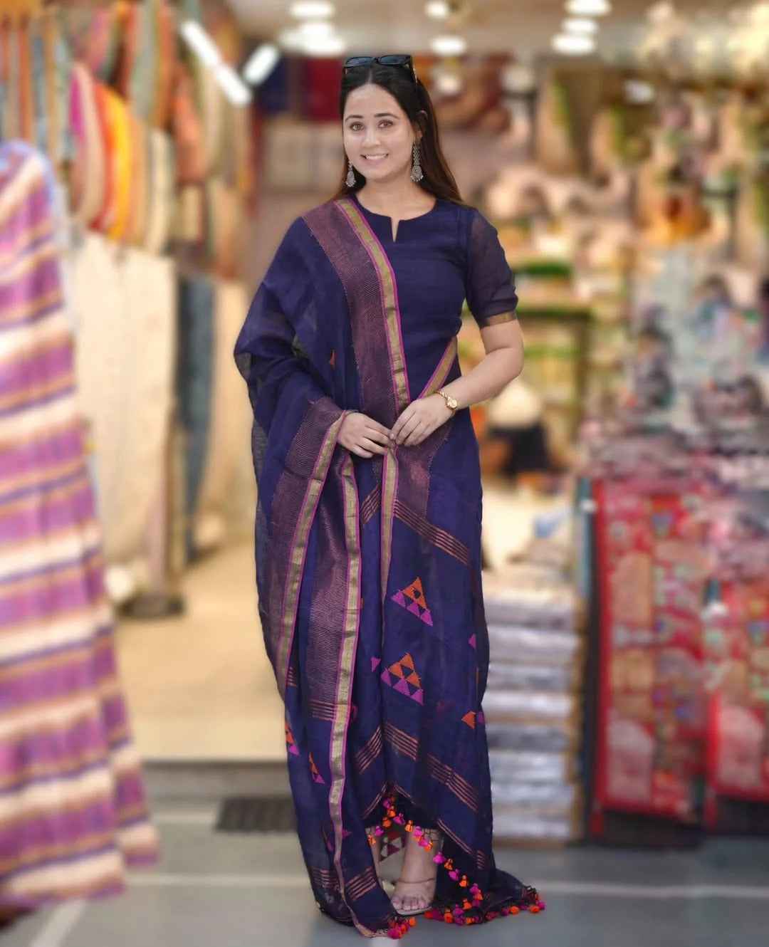 Handwoven Royal Blue Kurta Set