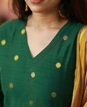 Handloom Silk Woven Kurta With Cotton Lining