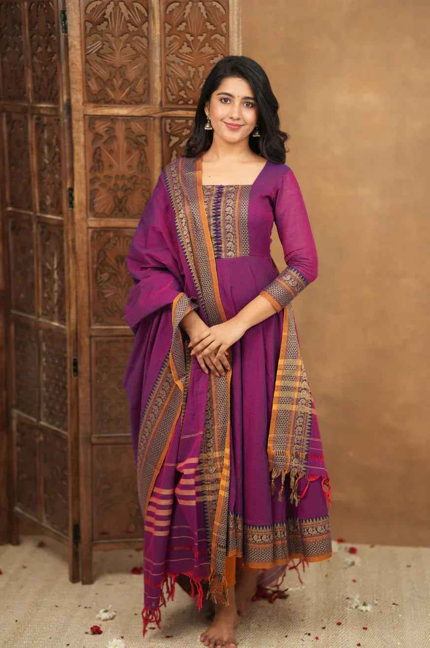 Mehana collection Pure cotton temple Anarkali