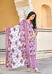 Classique Straight Suit Set with Mulmul Dupatta