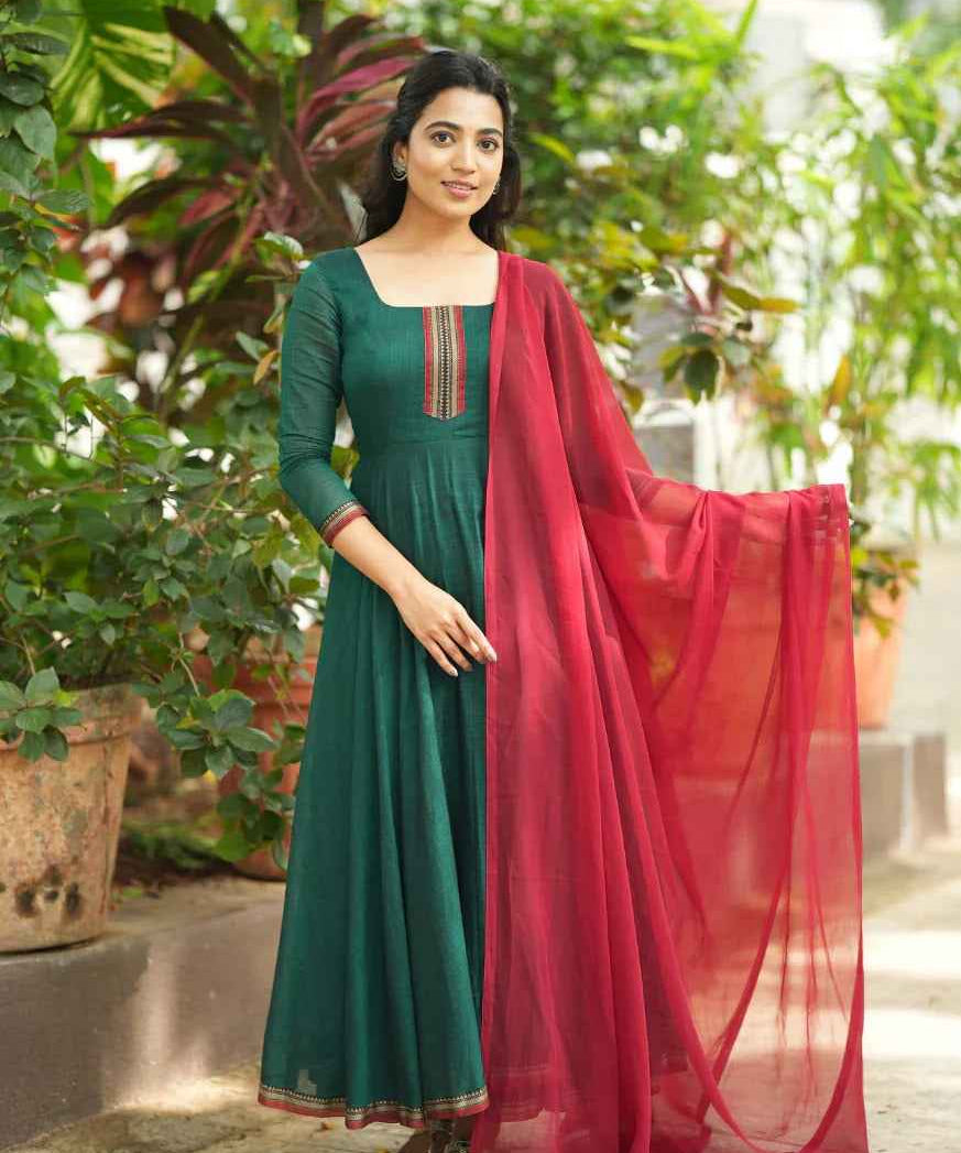 Avani collection Pure cotton temple Anarkali