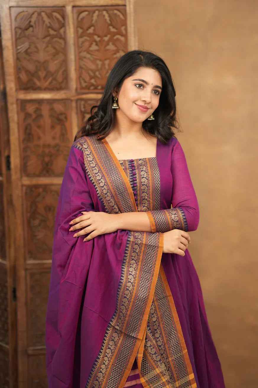 Mehana collection Pure cotton temple Anarkali