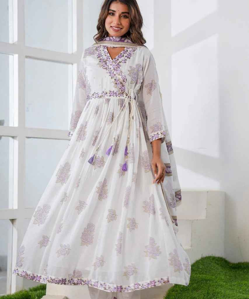 Ira Lavender Dreams Mul Cotton Anarkali Suit