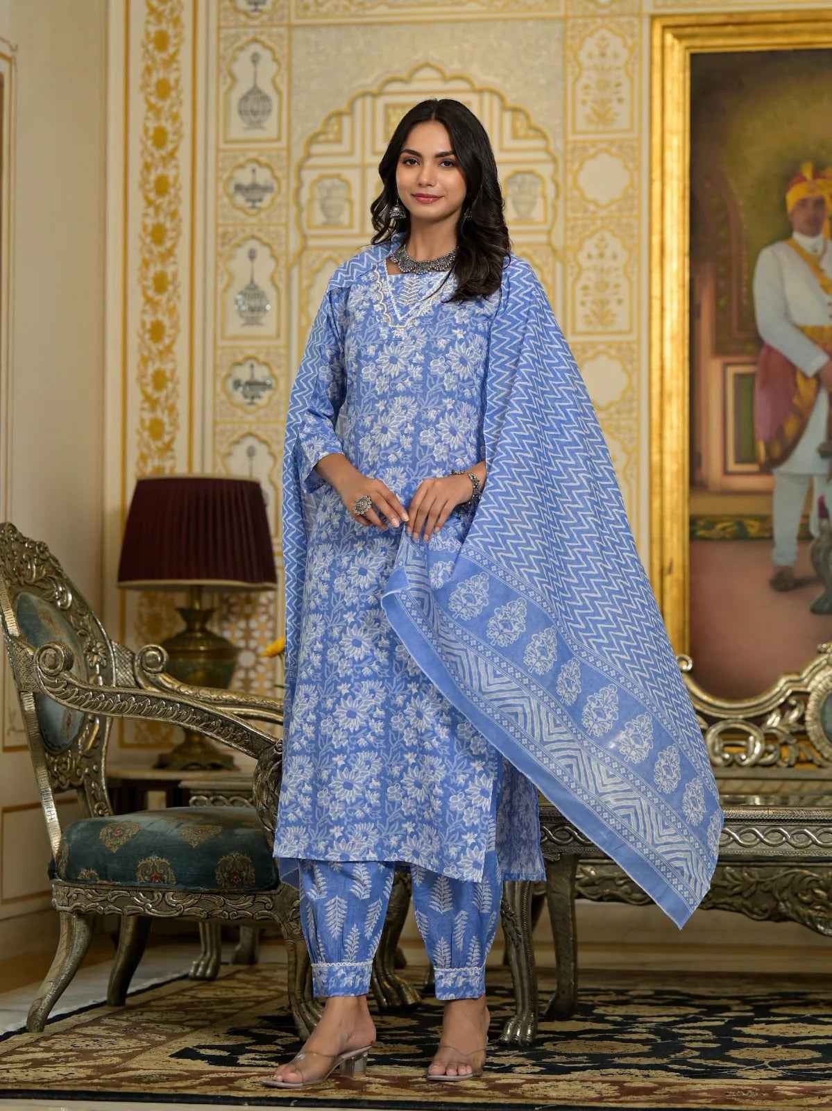Skyline Indigo Pure Viscose Suit Set