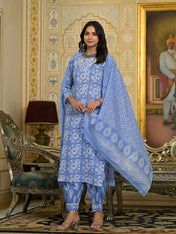 Skyline Indigo Pure Viscose Suit Set