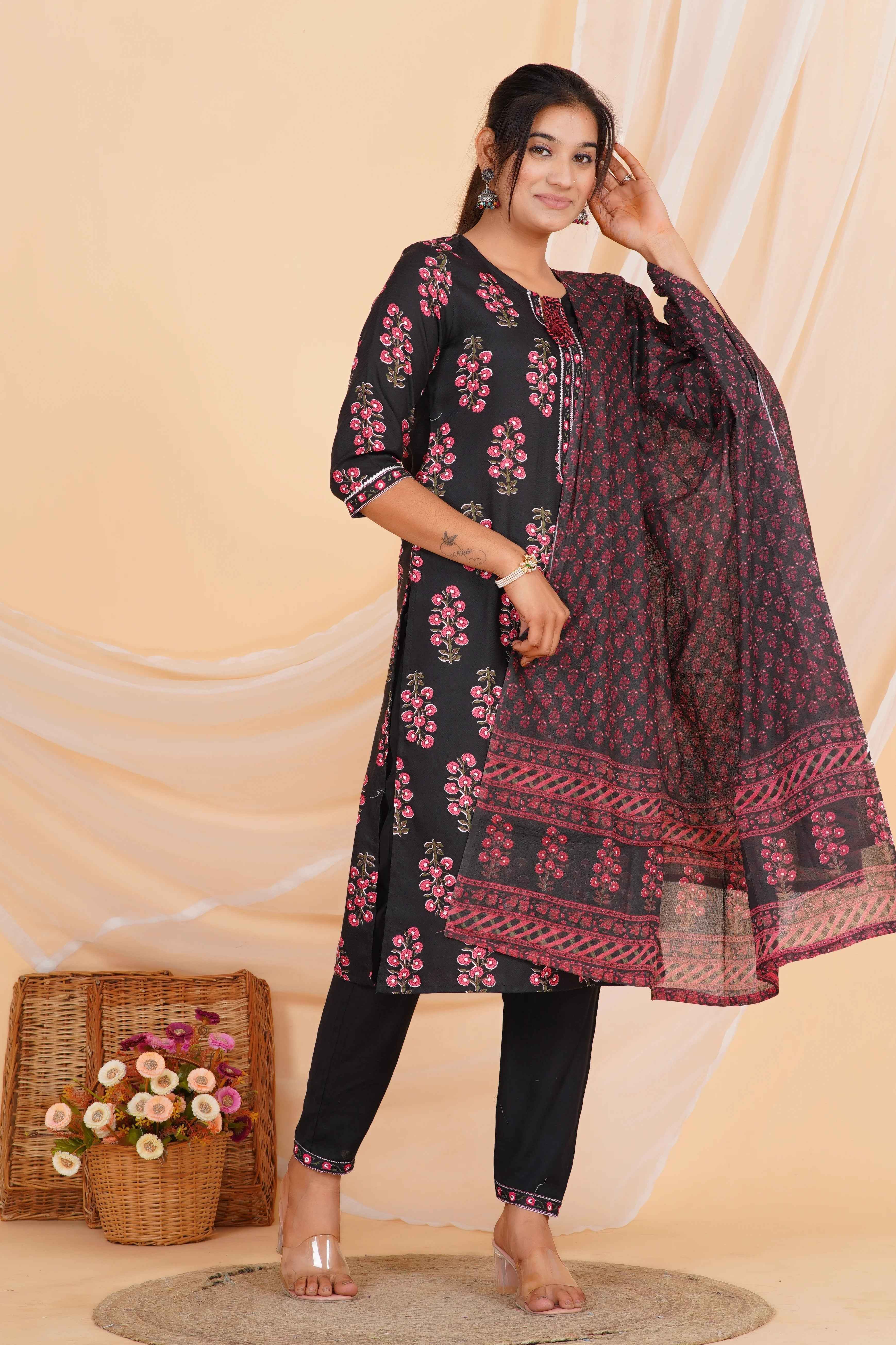 Blossom Noir Viscose Rayon Set