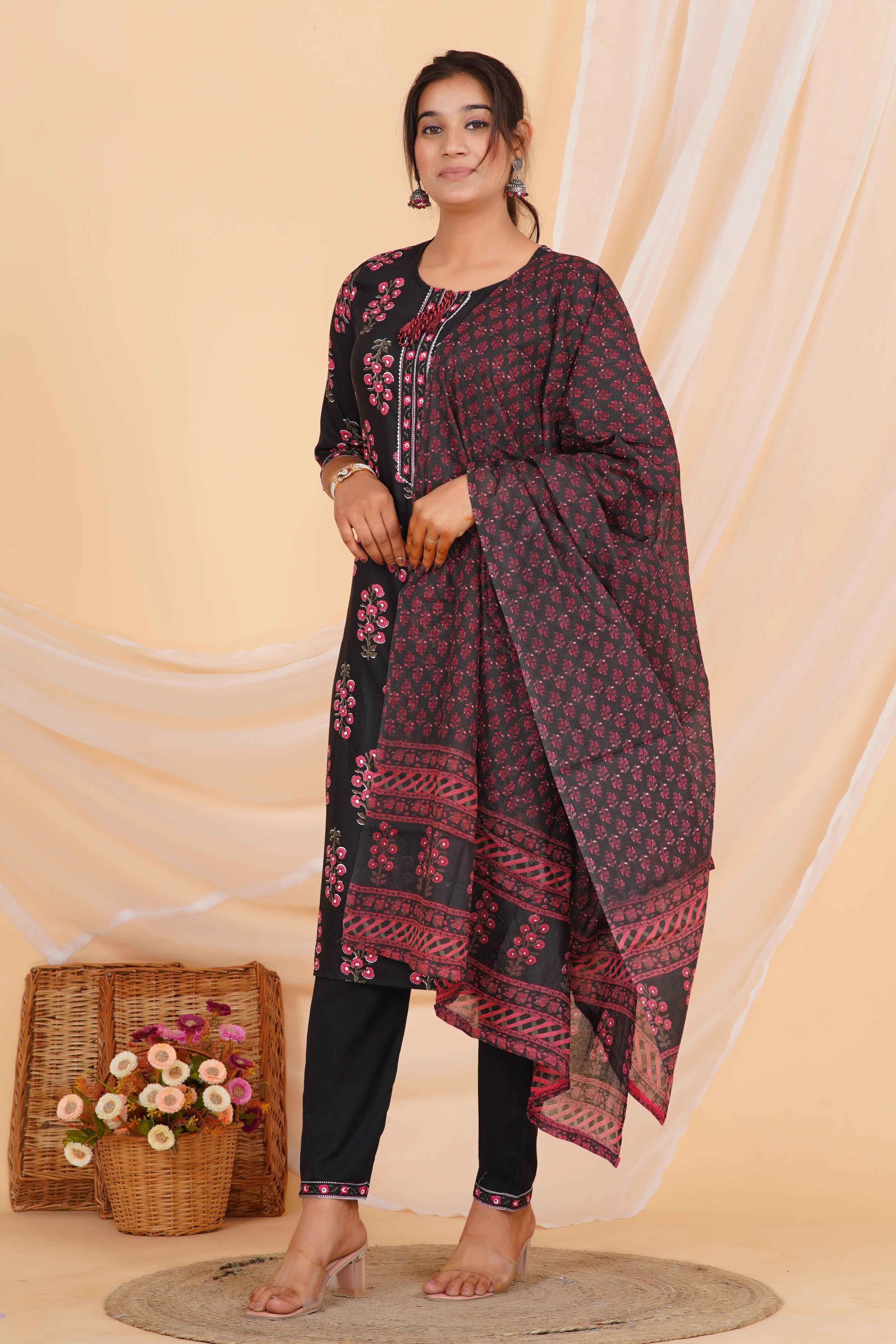 Blossom Noir Viscose Rayon Set