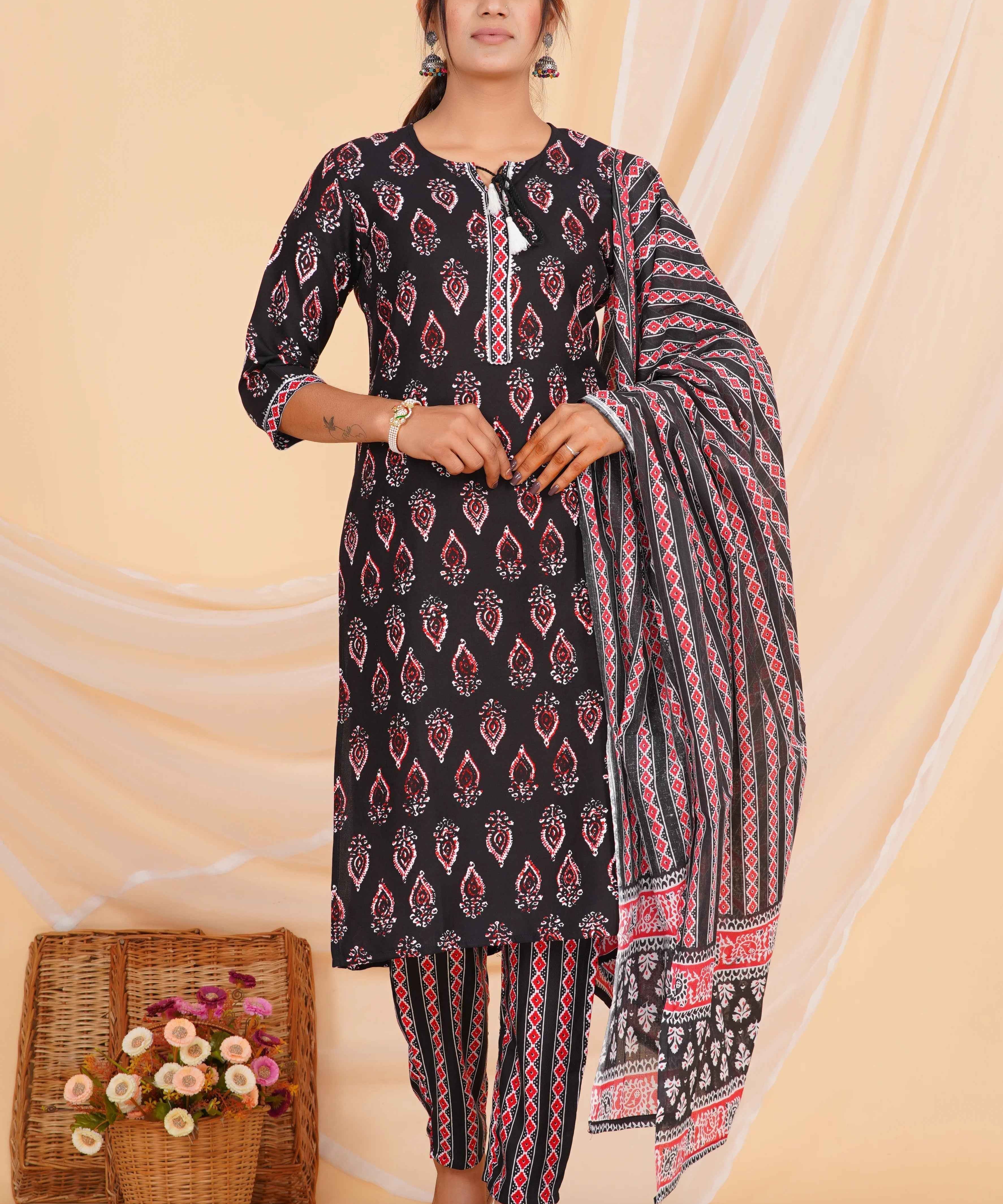 Blossom Noir Viscose Rayon Set