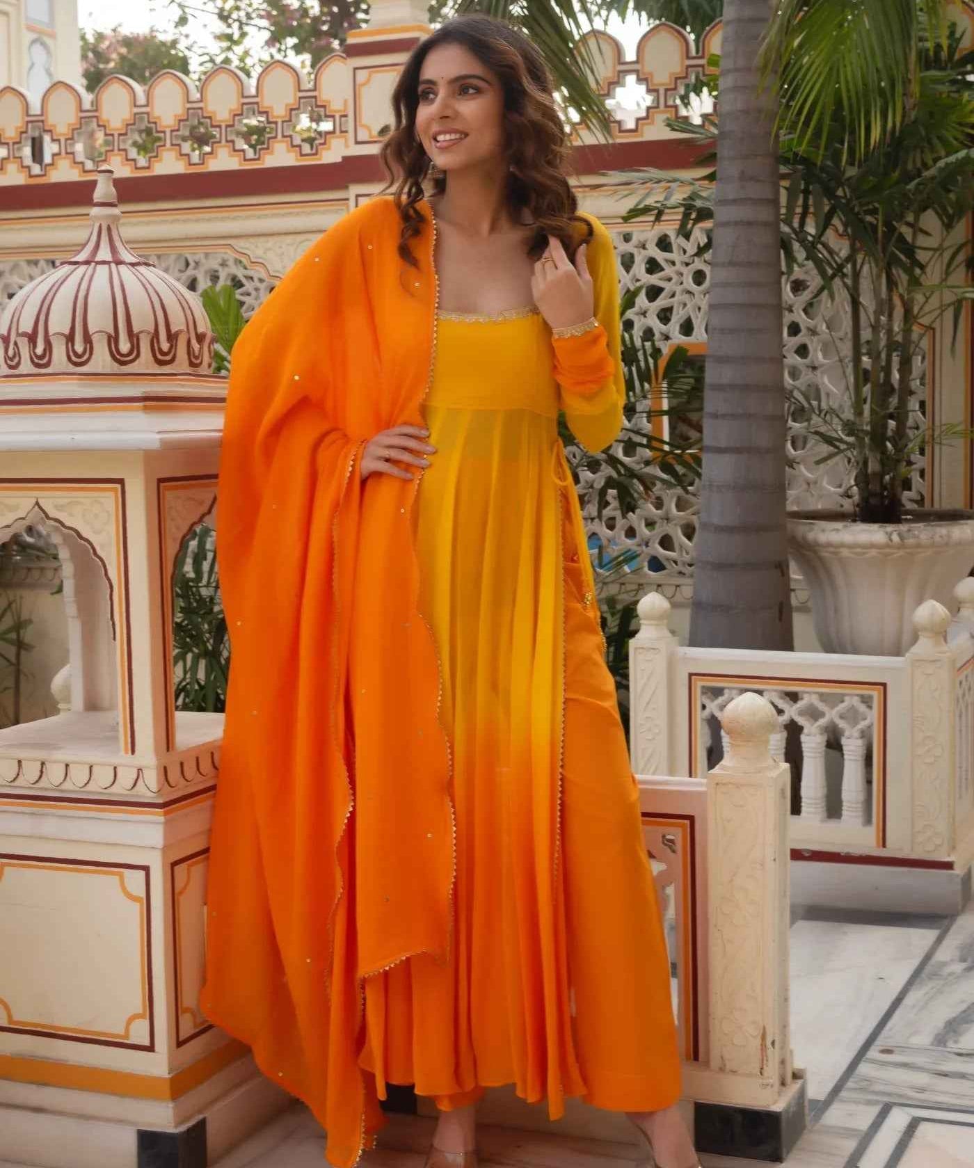 Yellow Organza Kurta Set Regular price