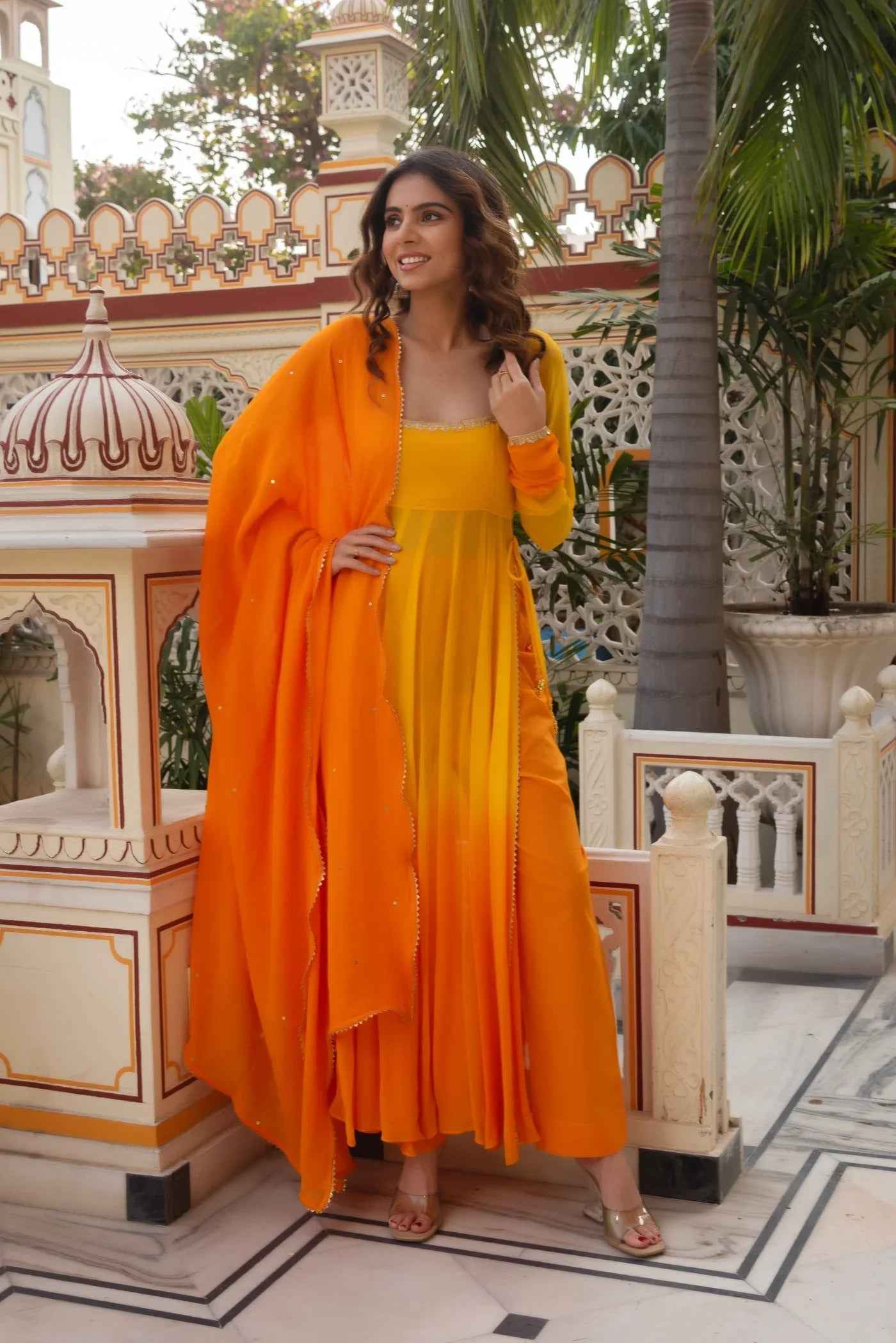 Yellow Organza Kurta Set Regular price