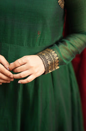 Women's Dark Green Anarkali Gown with Maroon Dupatta