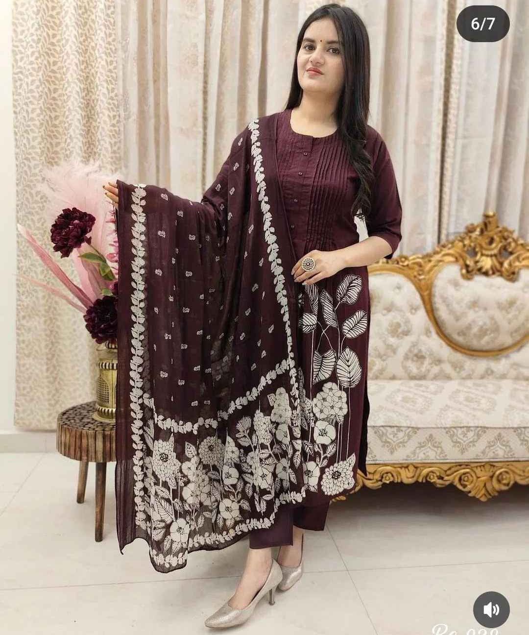 Plum Petals Cotton Suit Set