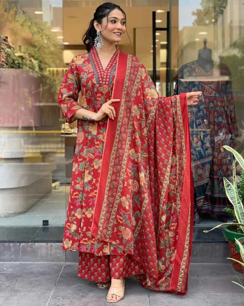 Scarlet Garden Viscose Anarkali Ensemble