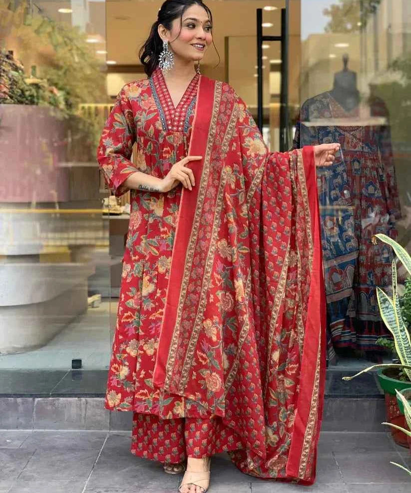 Scarlet Garden Viscose Anarkali Ensemble