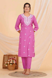 Pink Petal Charm Viscose Rayon Suit Set