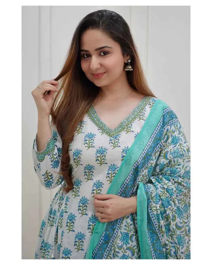 Mint Bloom Viscose Delight Suit