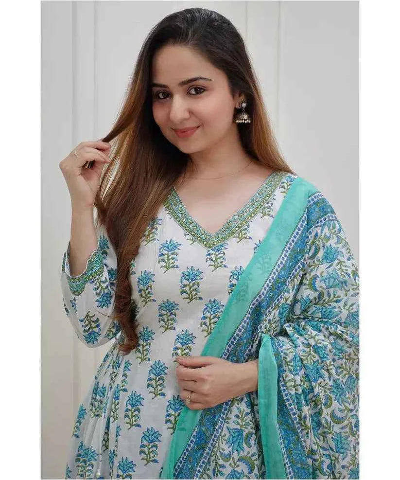 Mint Bloom Viscose Delight Suit