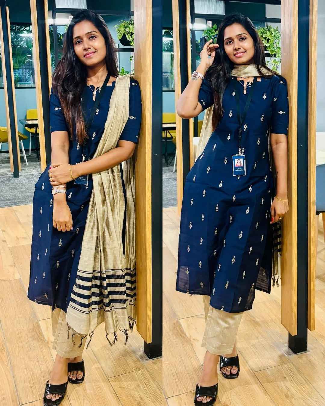 Blue Raw Silk Kurti Pant With Duppatta