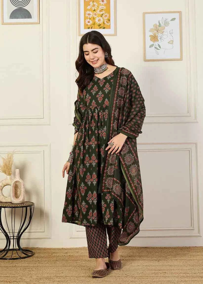 Moss Charm Anarkali Suit Set