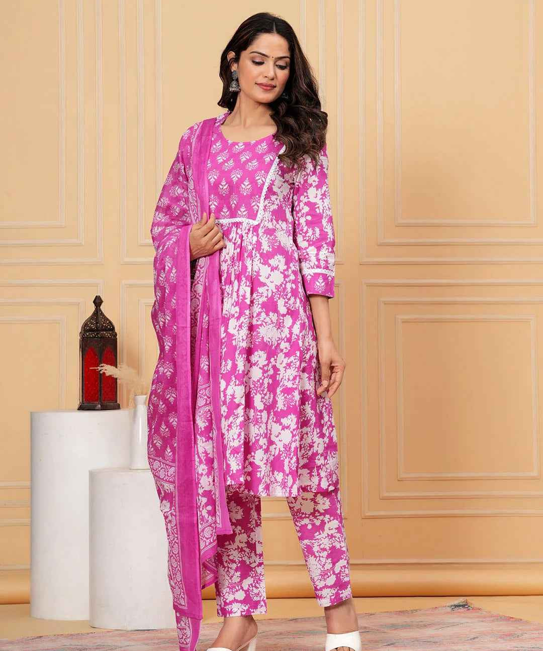 Pure Cotton Kurta, Pant & Dupatta Set