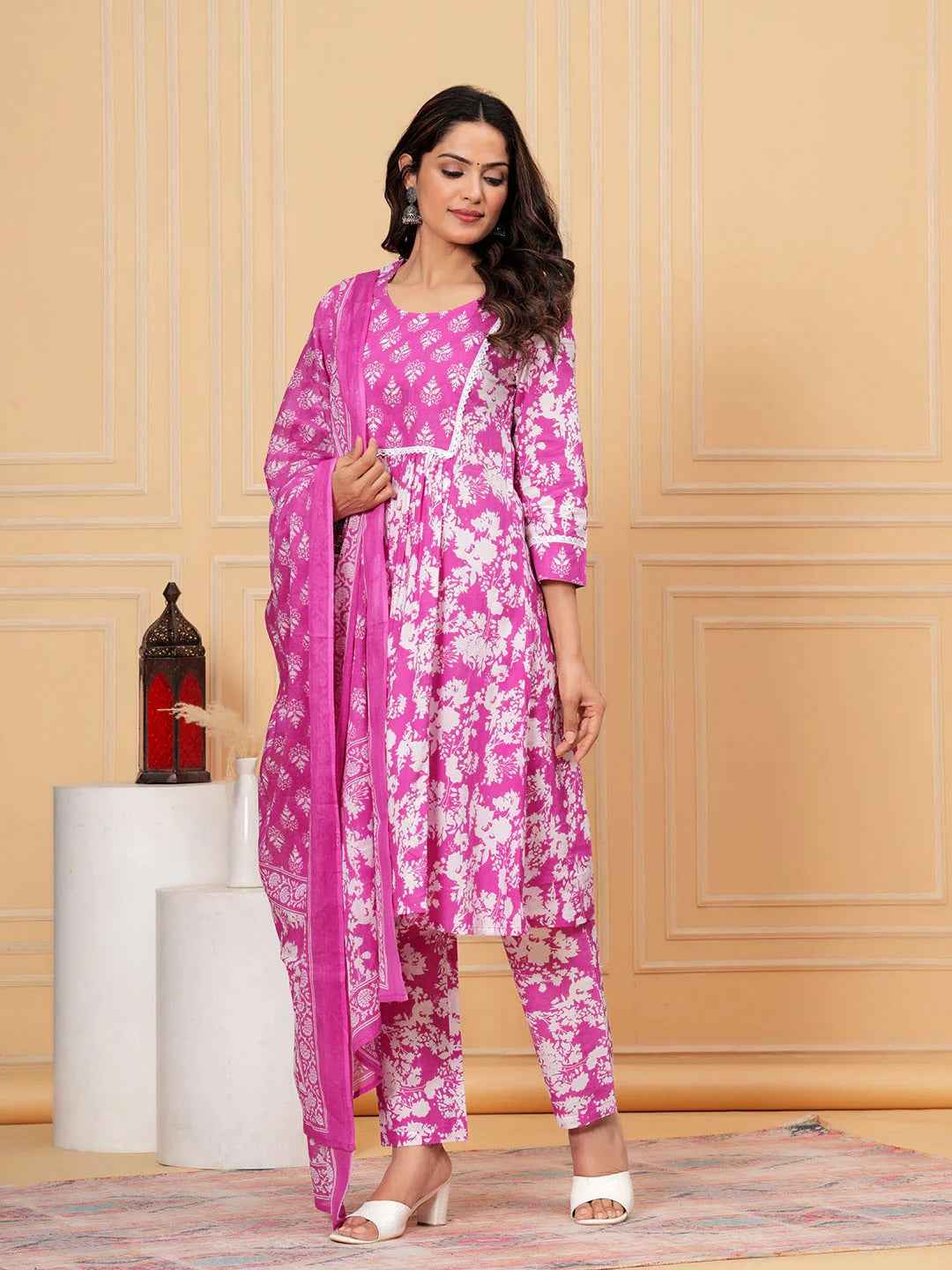 Pure Cotton Kurta, Pant & Dupatta Set
