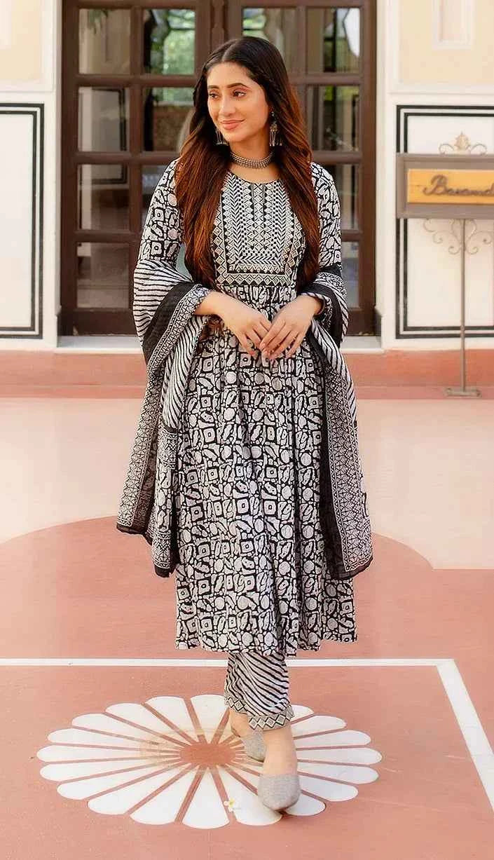 Starlight Stripe Pure Viscose Anarkali Set