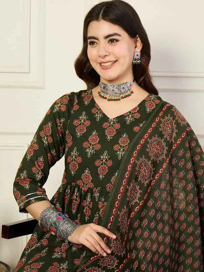 Moss Charm Anarkali Suit Set