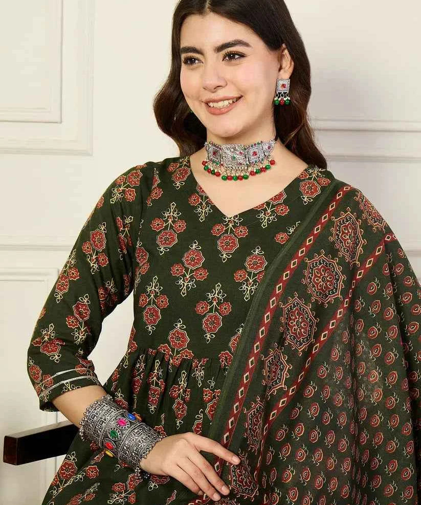 Moss Charm Anarkali Suit Set