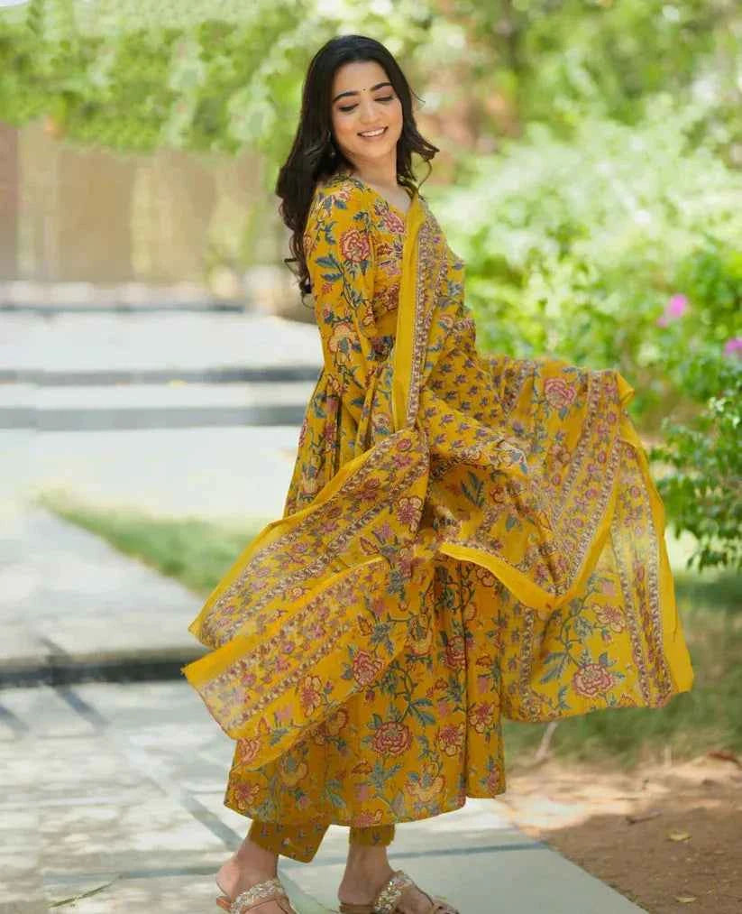 Mustard Melody Anarkali Suit