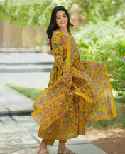 Mustard Melody Anarkali Suit