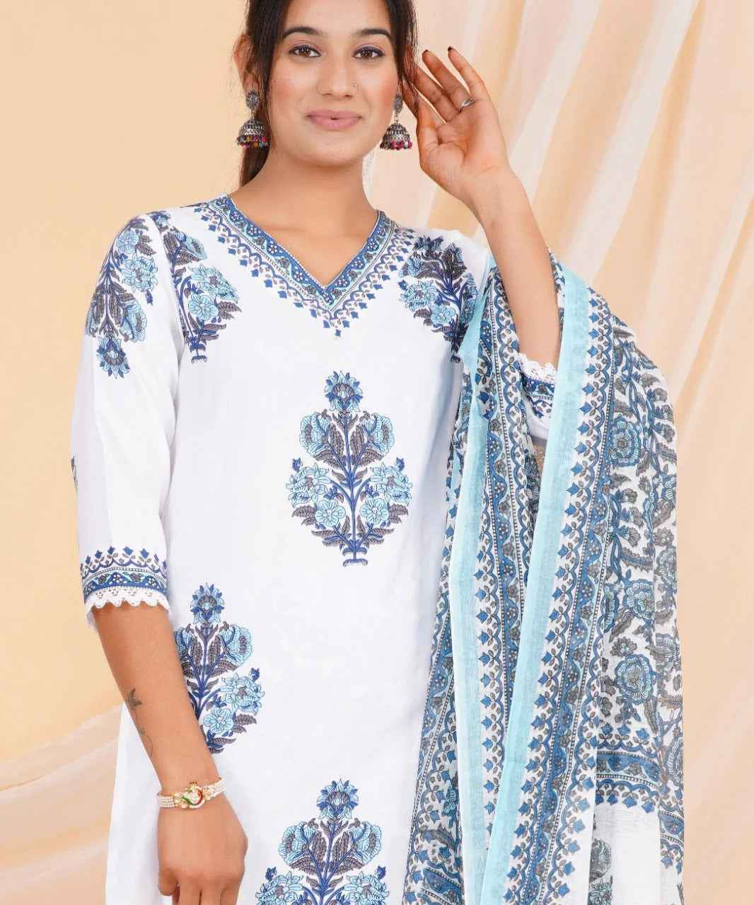 Ocean Bloom Viscose Rayon Suit Set