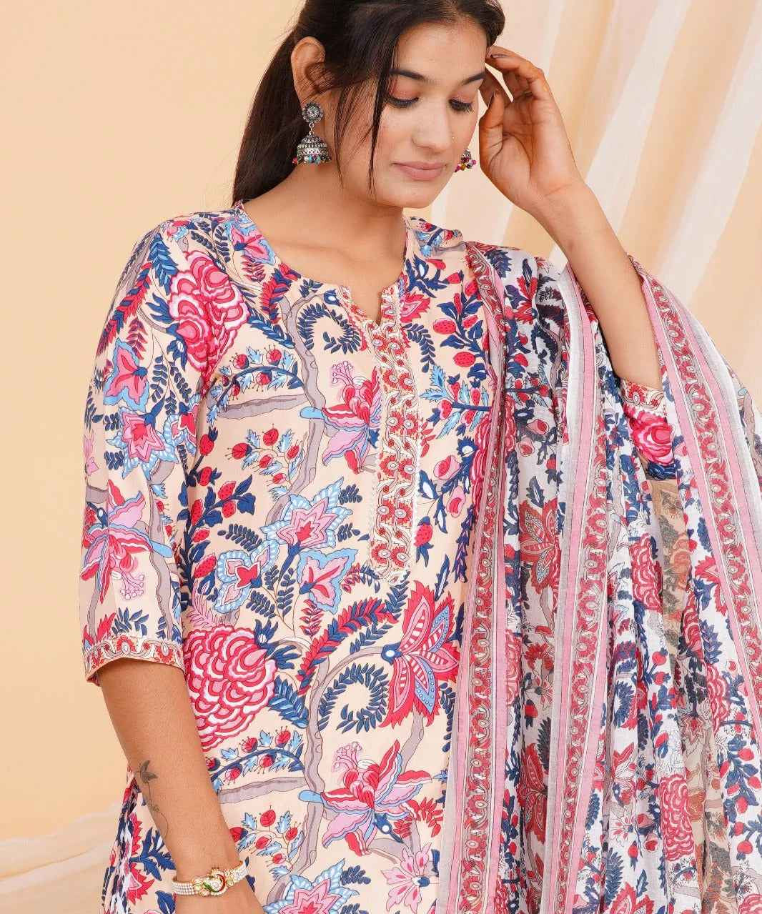 Blush Bloom Viscose Rayon Suit Set