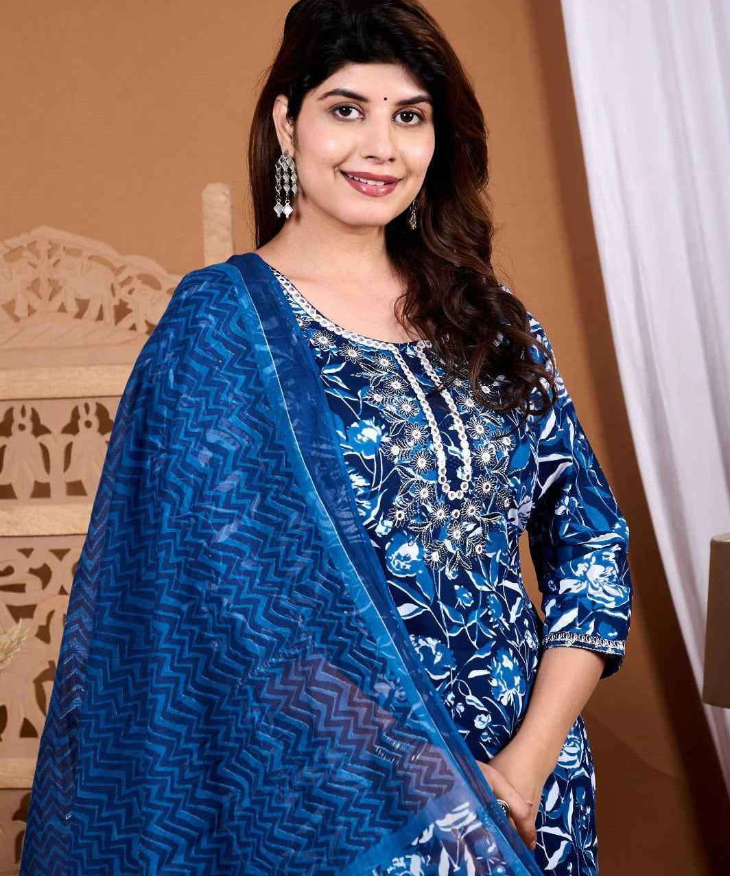 Nilofer Bloom Rayon Suit Set