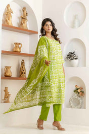 Lime Lattice Viscose Rayon Suit Set