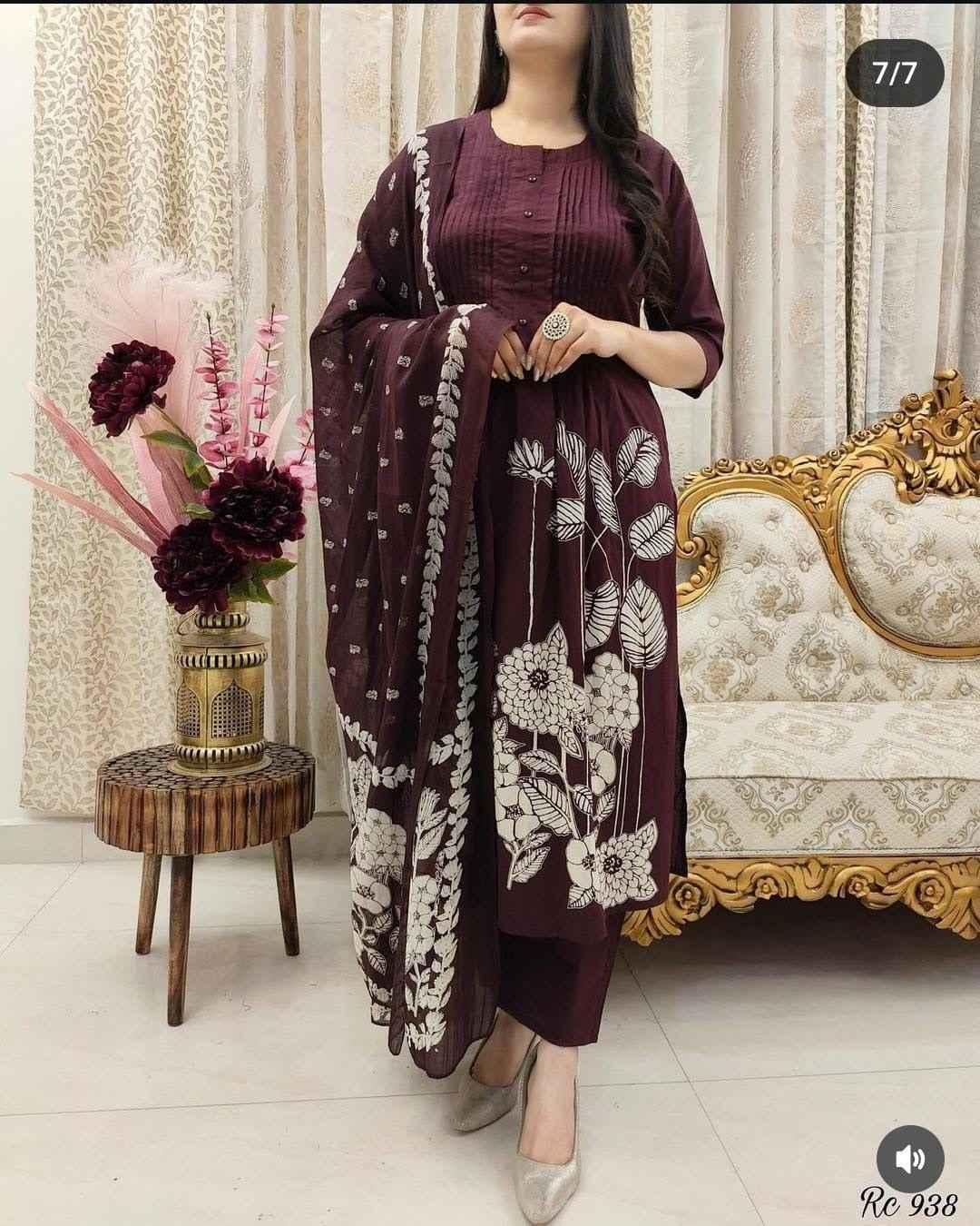 Plum Petals Cotton Suit Set