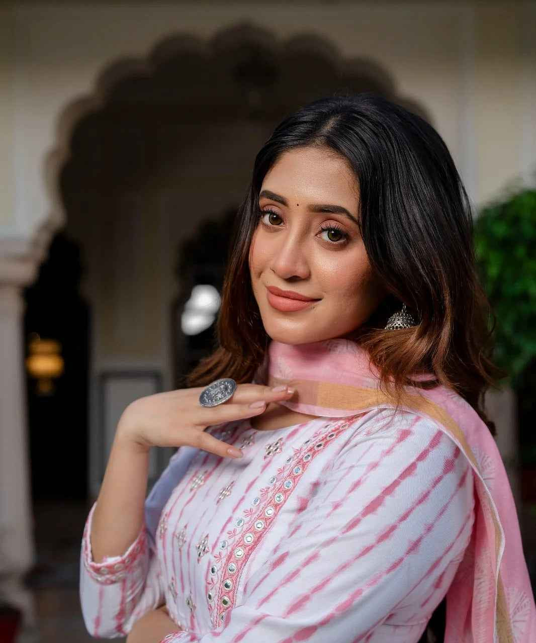 Blush Stripes Pure Viscose Suit Set