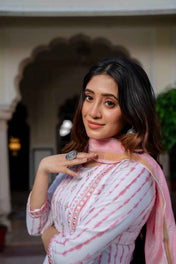 Blush Stripes Pure Viscose Suit Set