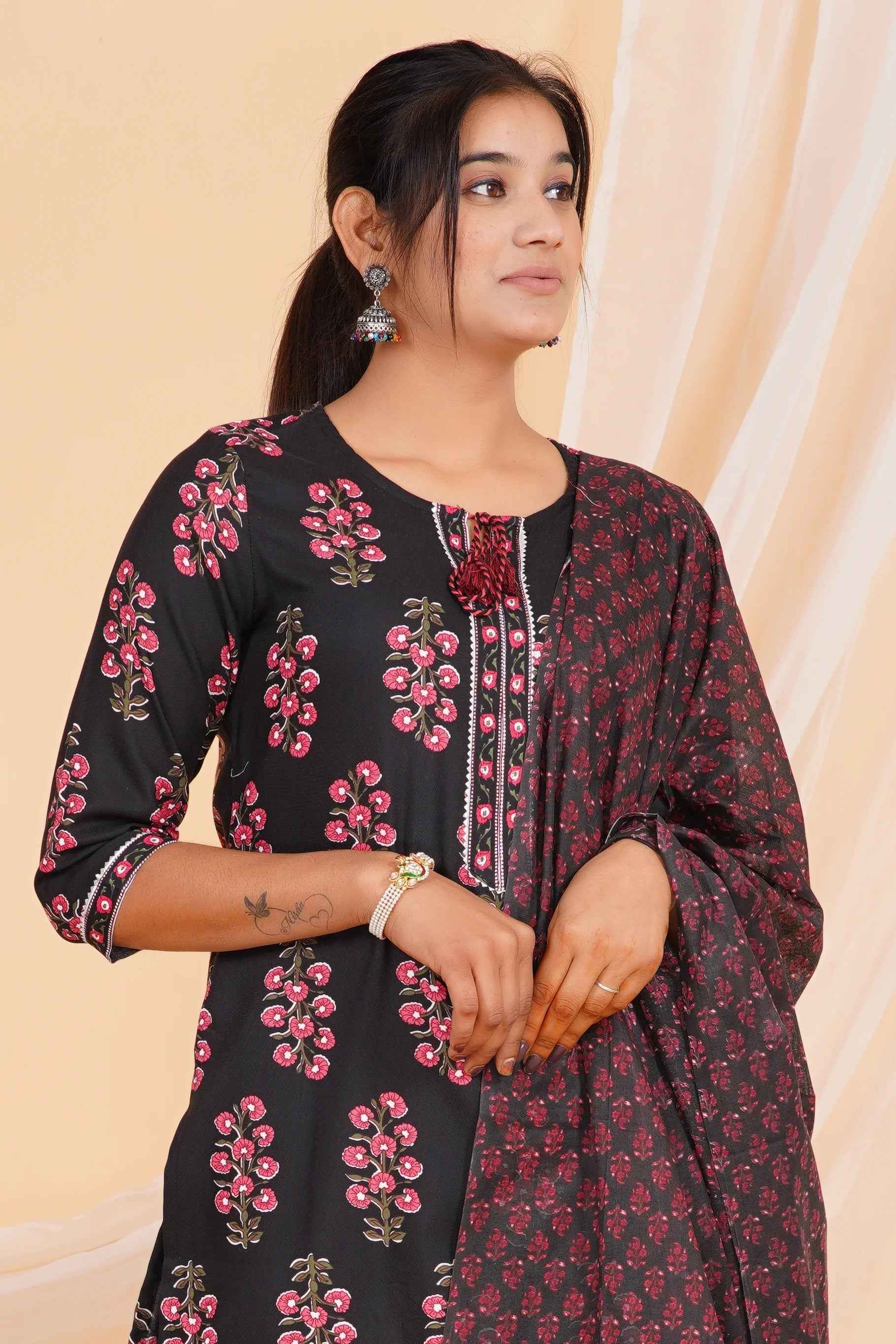 Blossom Noir Viscose Rayon Set
