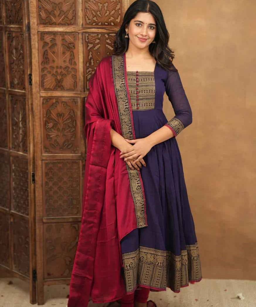 Pure Cotton Temple Anarkali