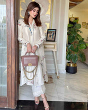 Soft White Chogha With Beautifully Colored Finely Hand-Embroidered
