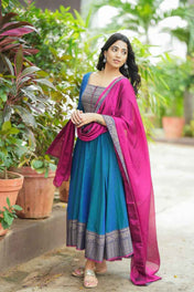 Pure Cotton Anarkali With Dupatta